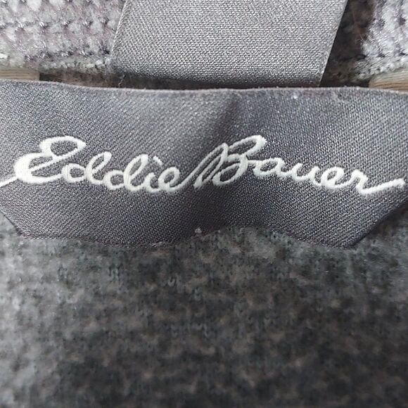 Eddie Bauer Men’s L ¼‑Zip Sweater Fleece Hoodie Gray Pocket Pullover Outdoor - Picture 6 of 9